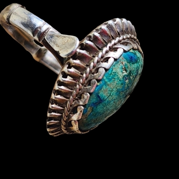 Turquoise Sterling Silver Native American Statement Ring Size 7 Fine Jewelry - Picture 6 of 8